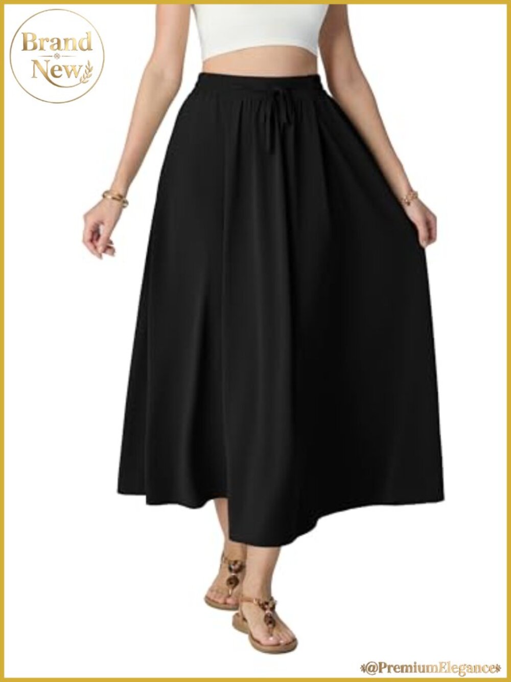 Womens High Waisted Satin Maxi Skirt A-Line Elegant Long